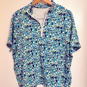 Lizgolf top New without tags in green blue white with golfing details size 1X